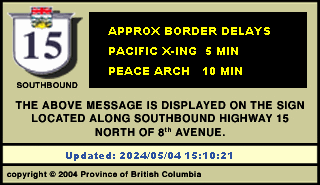 highway 15 peace arch border wait times