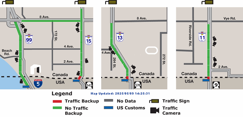 Border Wait Times for Traffic Entering the U.S. from Canada